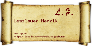 Leszlauer Henrik névjegykártya